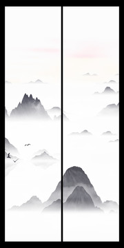 創(chuàng)意水彩畫山峰山水畫
