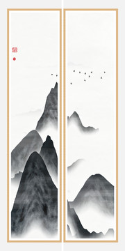 創(chuàng)意水彩畫山峰山水畫