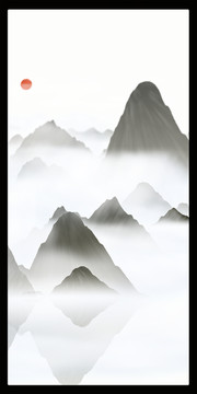 創(chuàng)意水彩畫山峰山水畫
