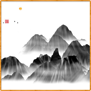 玄關禪意屏風畫寫意水墨畫
