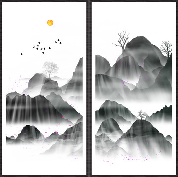 玄關(guān)禪意屏風(fēng)畫寫意水墨畫