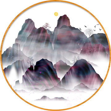 新中式抽象意境山水無框畫