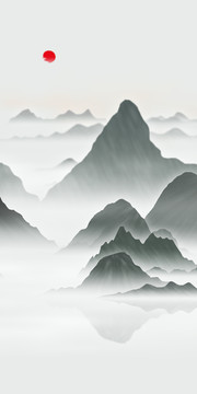 玄關(guān)禪意屏風(fēng)畫(huà)寫(xiě)意水墨畫(huà)