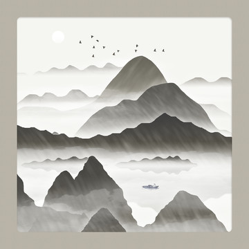 裝飾畫水墨山水畫