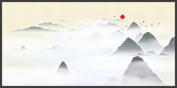 裝飾畫水墨山水畫