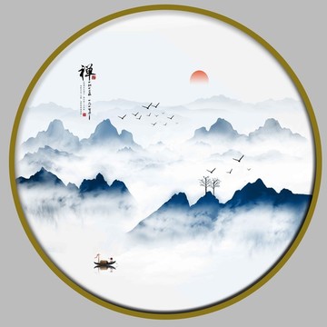 中式禅意山水装饰画