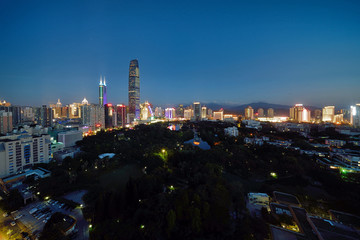 深圳罗湖荔枝公园城市风光夜景