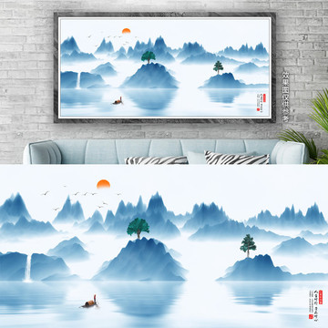 新中式玄關(guān)水墨畫