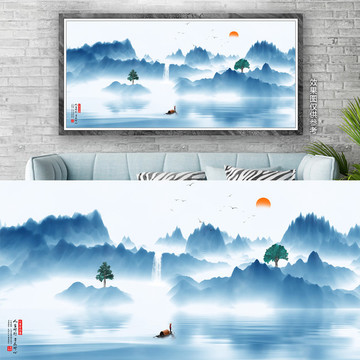 新中式玄關(guān)水墨畫
