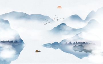 山水壁畫山水壁紙