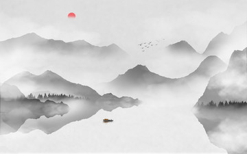 山水畫山水壁畫