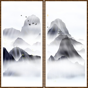 現(xiàn)代高清背景畫山峰山水畫