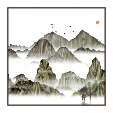 新中式抽象意境山水無框畫