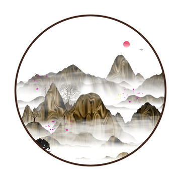 中國(guó)水彩水墨裝飾畫