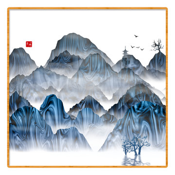 墨煙云畫云霧山水畫