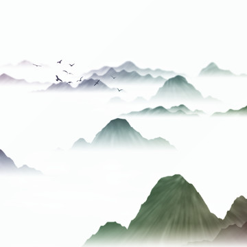 墨煙云畫云霧山水畫