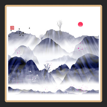 山水中式掛畫