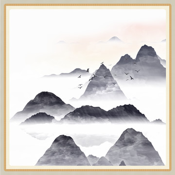 山水中式掛畫