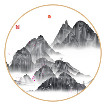 風(fēng)景畫山峰山水畫