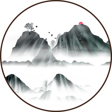 风景画山峰山水画