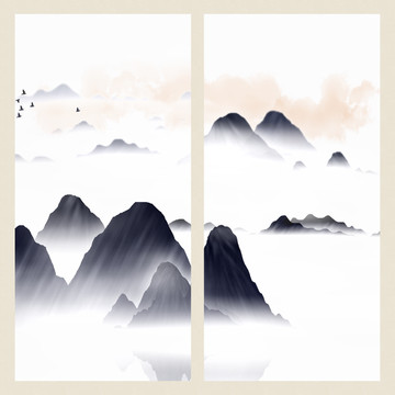 風(fēng)景畫山峰山水畫