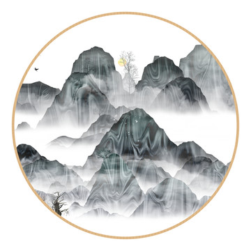 抽象創(chuàng)意水彩畫水墨山水畫