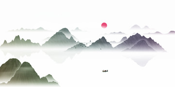 意境清雅風(fēng)景畫(huà)山峰水墨畫(huà)