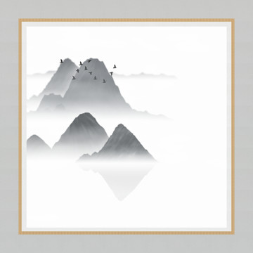 玄關(guān)中國風壁畫山峰水墨畫
