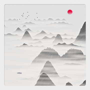 客廳清雅風(fēng)景畫墨韻山水畫