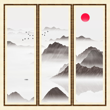 風(fēng)水辦公室壁畫墨韻山水畫