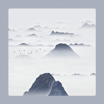 書房茶藝室壁畫家居山水畫