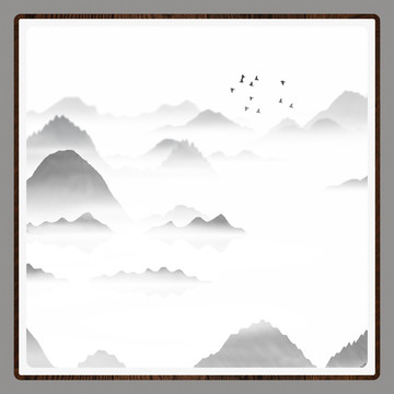 客廳禪意屏風(fēng)畫高山流水畫