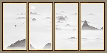過道清雅風景畫水墨山水畫