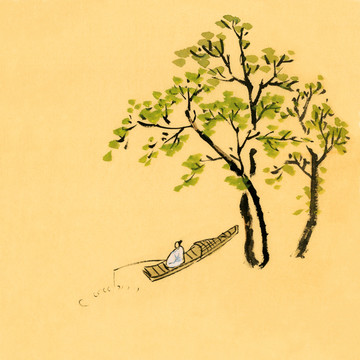 垂釣意境國(guó)畫(huà)