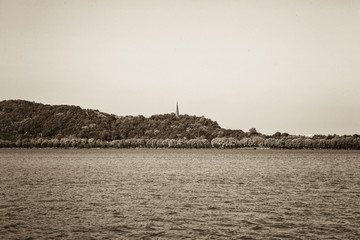 杭州西湖黑白照片