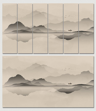 和風(fēng)水墨山水裝飾畫