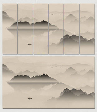和風(fēng)水墨山水裝飾畫