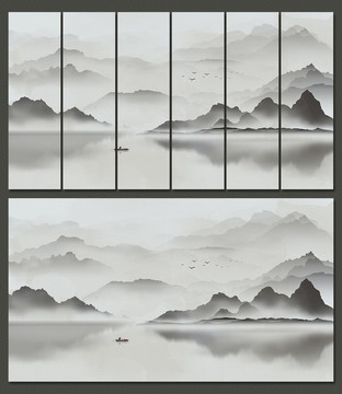 意境水墨山水裝飾畫