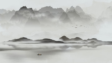意境水墨山水裝飾畫