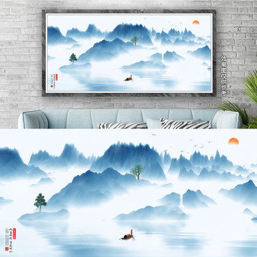 新中式玄關(guān)水墨畫