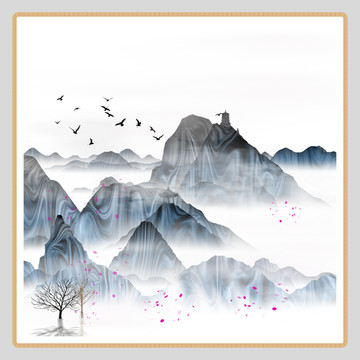 現(xiàn)代清雅風(fēng)景畫寫意水墨畫