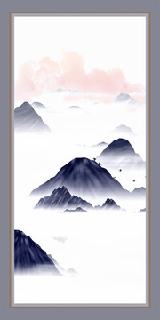 中式清雅風(fēng)景畫(huà)山峰山水畫(huà)