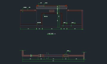 新中式門洞景墻月洞門施工圖
