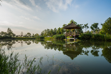 成都三道堰古镇彩虹桥湿地