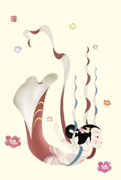 天女散花插畫