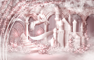 粉色城堡欧式梦幻婚礼效果图