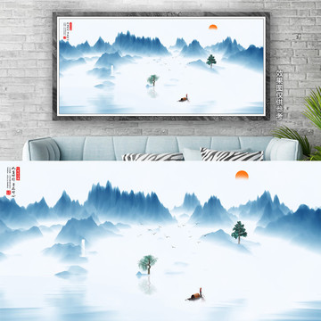 新中式意境山水水墨畫