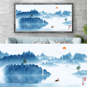 新中式意境山水水墨畫