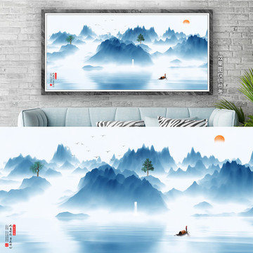 新中式意境山水水墨畫