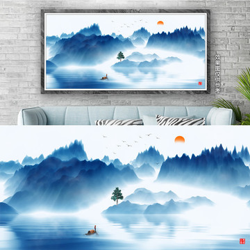 抽象意境水墨山水畫